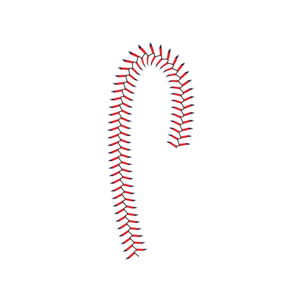 Бейсбол мережива або червоний шов елемента м'яча Векторні ілюстрації ізольовані . — стоковий вектор