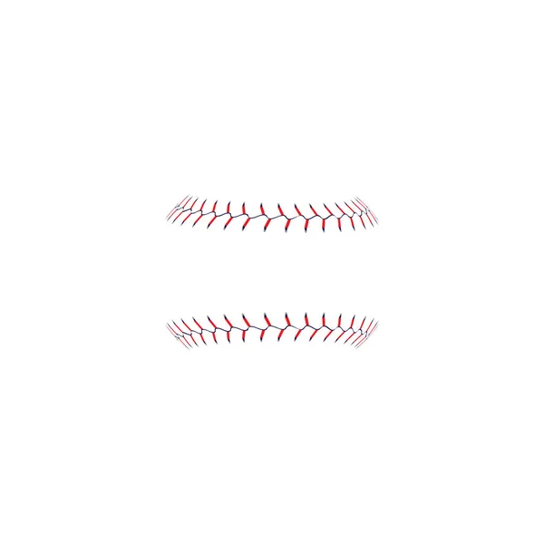 Baseballs softball piros öltés vagy csipke vektor illusztráció elszigetelt fehér. — Stock Vector