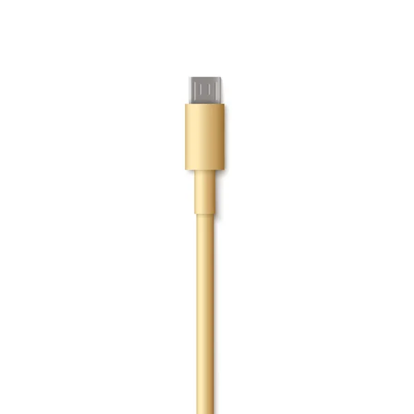 Cable de cable USB realista - extremo del conector tipo micro B . — Vector de stock