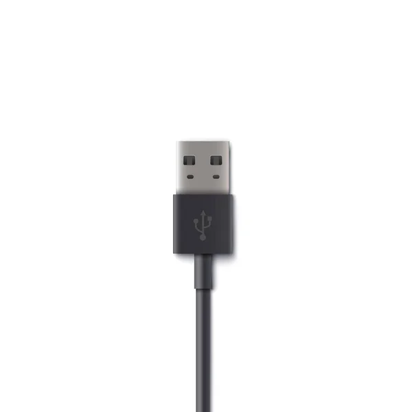 Realistisk USB-kabel typ en kontakt isolerad på vit bakgrund-modern teknik adapter för dator dataöverföring — Stock vektor