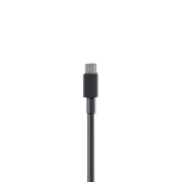 Cable USB mini parte del enchufe B, cable de transferencia de datos de computadora estándar aislado en fondo blanco — Vector de stock