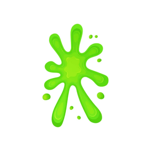 Chaotisch flüssige grüne Schleimflecken oder Tropfen Cartoon Vektor Illustration isoliert. — Stockvektor