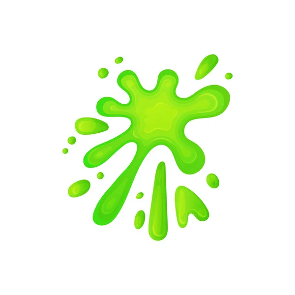 Splatter dinâmico de líquido de lodo verde, forma splat abstrato de substância gooey cor ácida — Vetor de Stock