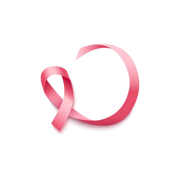 Roze lint van de borstkanker bewustzijn dag 3D vector illustratie geïsoleerd. — Stockvector