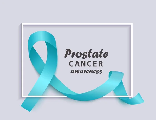 Banner de conciencia del cáncer de próstata con cinta azul y marco estilo realista — Archivo Imágenes Vectoriales