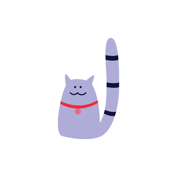 Animal unique le chat mignon ou chaton assis dessin animé plat vecteur illustration isolé . — Image vectorielle
