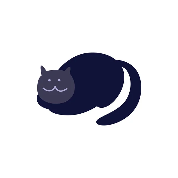 Animaux domestiques le chat gras mignon ou chaton assis plat vecteur illustration isolé . — Image vectorielle