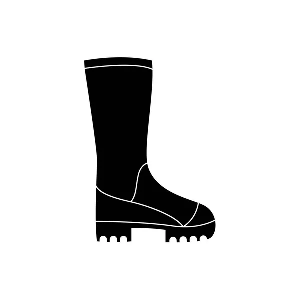Worker job safety equipment protective boots with high bootlegs black icon. — Stock Vector