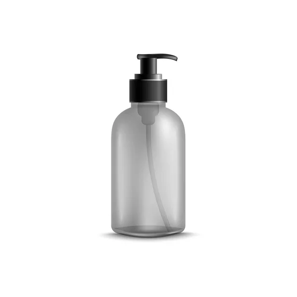 Cosmetische fles voor vloeibare producten 3D vector mockup illustratie geïsoleerd. — Stockvector