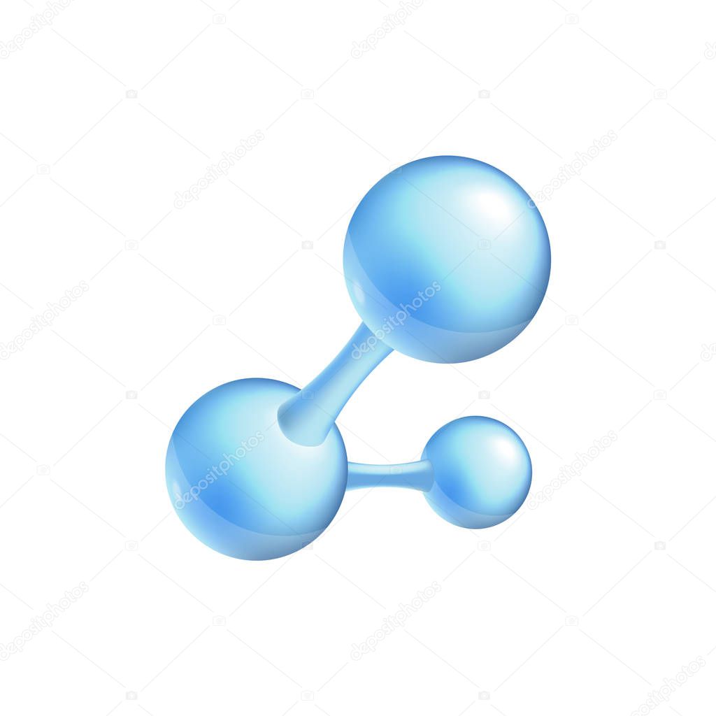 Structural chemical formula and 3d model of a molecule with two atoms vector.