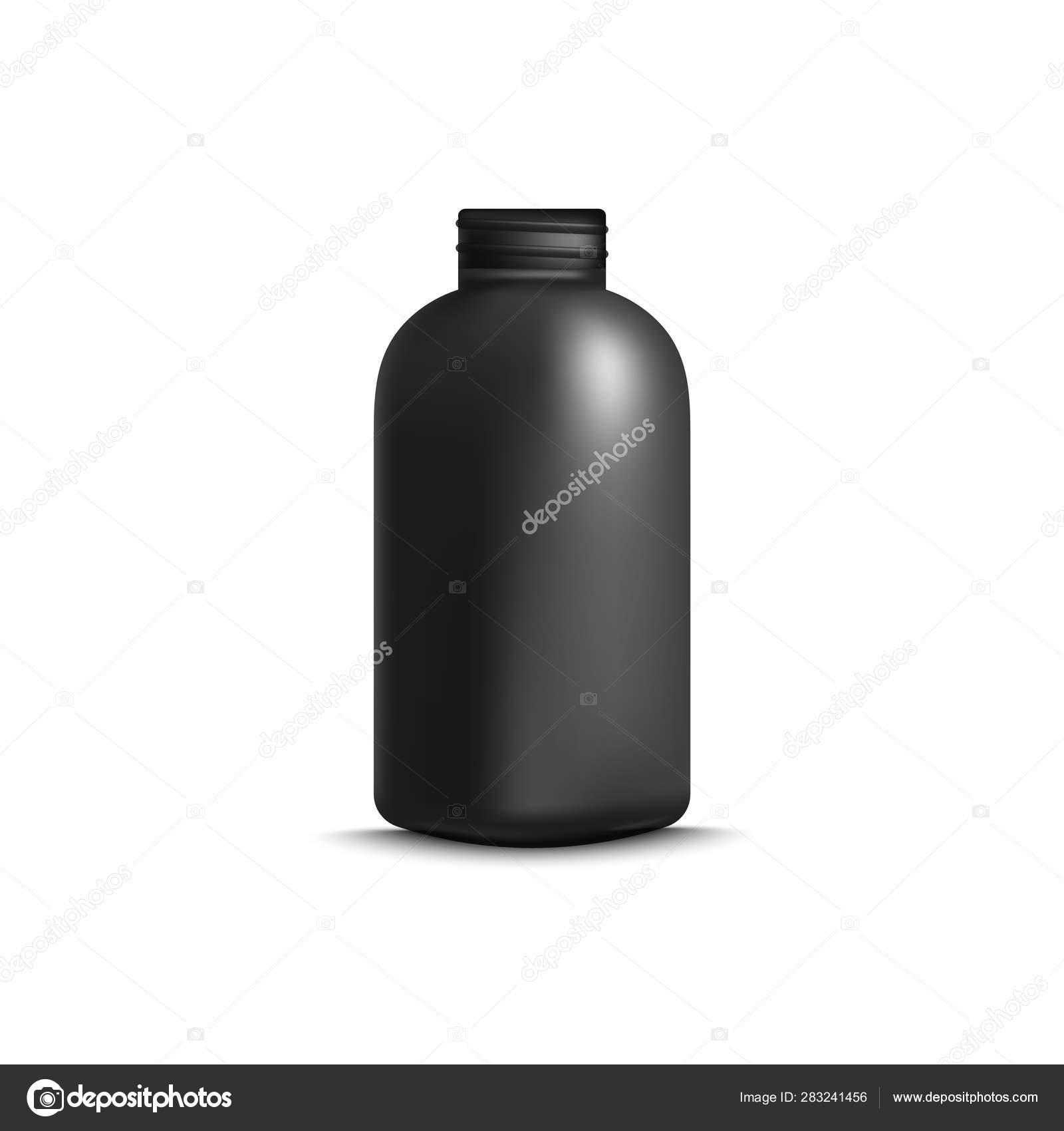 Download Black Cosmetic Bottle Mockup Without A Lid Realistic Blank Template Of Plastic Shower Gel Or Shampoo Container With No Cap Vector Image By C Sabelskaya Vector Stock 283241456