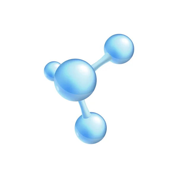 Strukturális kémiai képlet és 3D modell egy molekula három atomvektorával. — Stock Vector