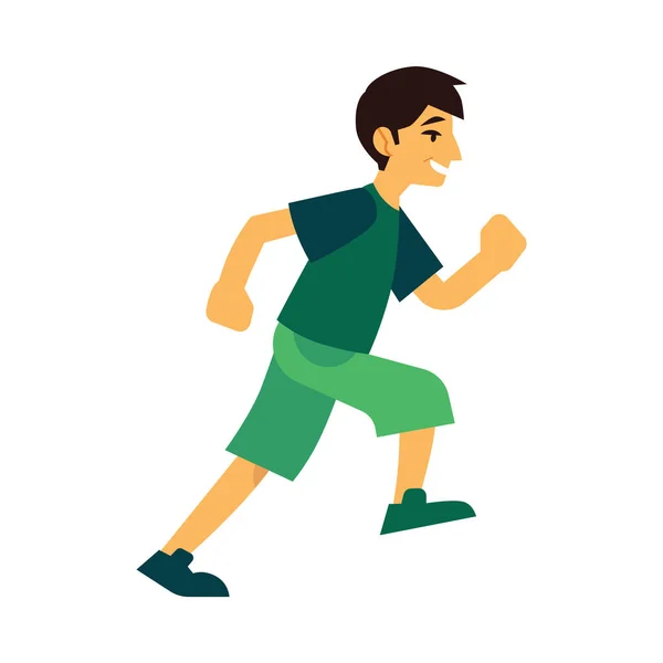 Молодой человек в спортивной одежде убегает на белом фоне . — стоковый вектор