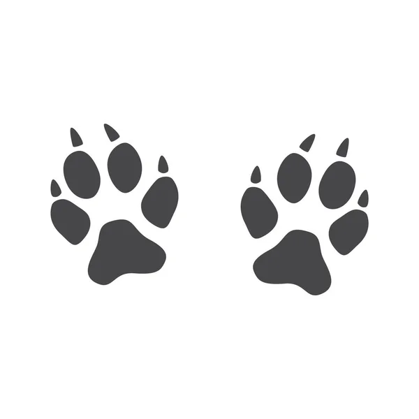 발톱이 있는 여우, 고양이 또는 야생 동물의 발 자국. — 스톡 벡터