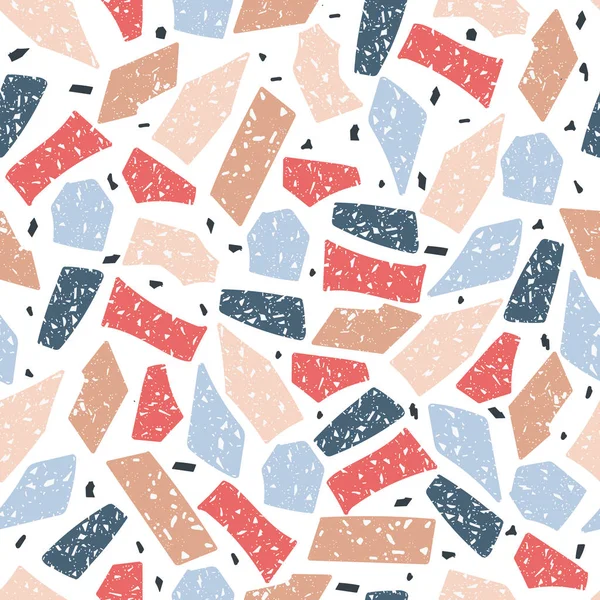 Seamless abstract terrazzo pattern, texture and background. — Stock Vector
