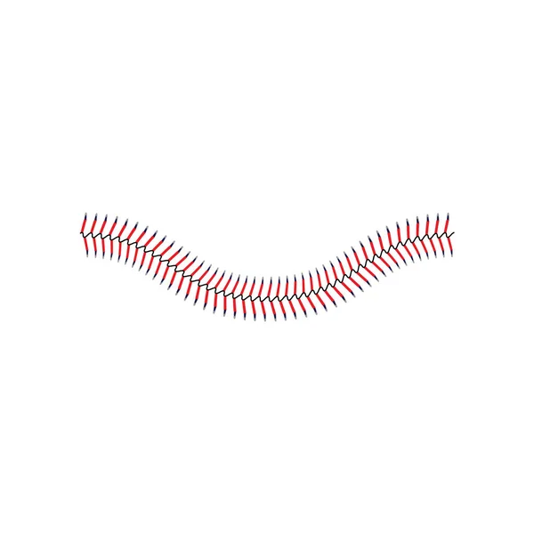 Бейсбол мережива або декоративний червоний шов вигнутий елемент Векторні ілюстрації ізольовані . — стоковий вектор