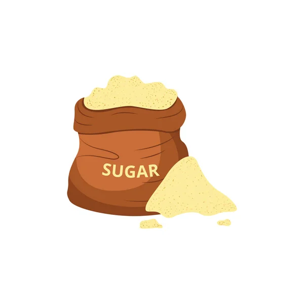 Worek z trzciny cukrowej lub organicznych trzciny słodzik na białym tle. — Wektor stockowy