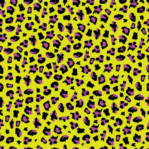 黄色と紫のヒョウのプリント - テキスタイルデザインのための抽象的なシームレスなパターンの背景 — ストックベクタ