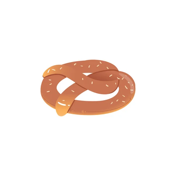 Appetizing pretzel bávaro ícone cartoon vetor ilustração isolada no branco . — Vetor de Stock