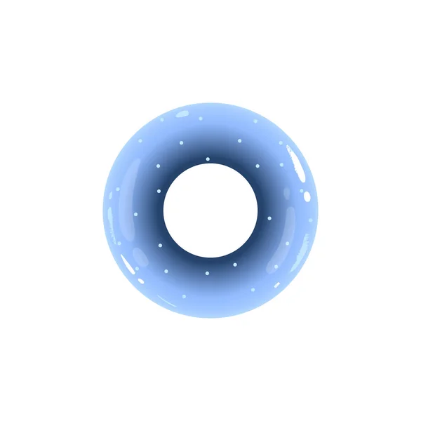 Μπλε φουσκωτό δαχτυλίδι από την κορυφή θέα με ρεαλιστική γυαλιστερή καουτσούκ υφή — Διανυσματικό Αρχείο