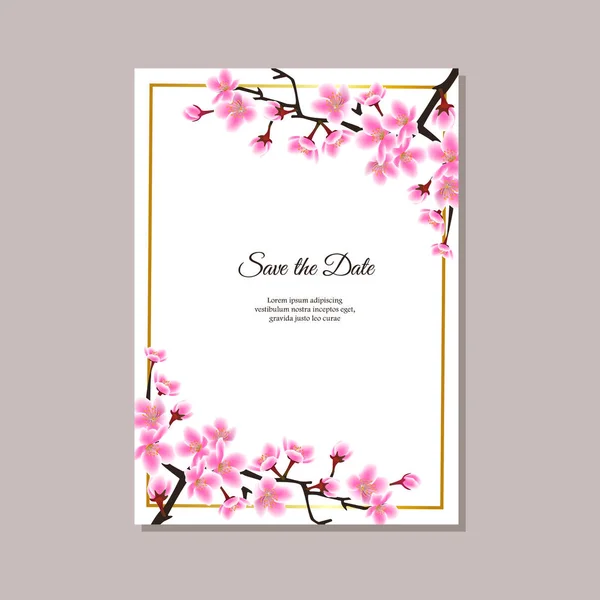 Salvar a data cartão floral com flores sakura . —  Vetores de Stock