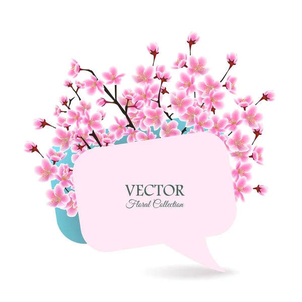 Blossom pink sakura flowers floral banner the vector illustration isolated. — Stock Vector