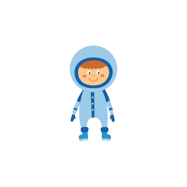 Kosmonauta charakter chłopiec ilustracja kreskówka na białym tle płaski wektor. — Wektor stockowy