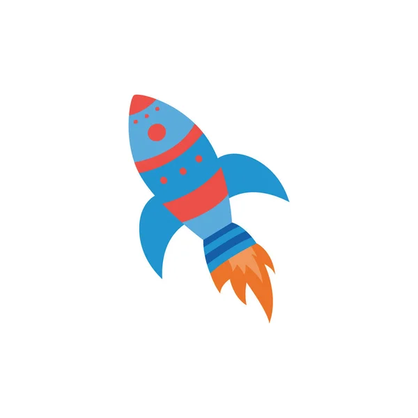 Fantasy cartoon kosmische raket of ruimteschip platte vector illustratie geïsoleerd. — Stockvector