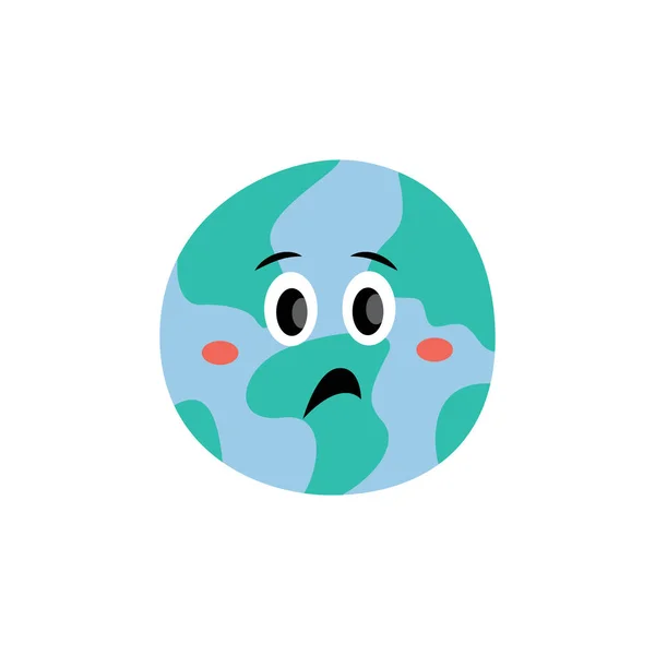 Emosi bahagia planet Bumi vektor kartun datar ikon ilustrasi terisolasi . - Stok Vektor