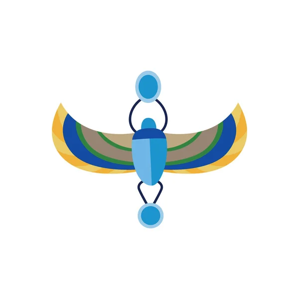 Escarabajo un antiguo símbolo de Egipto en azul y oro ilustración vectorial plana aislado . — Vector de stock