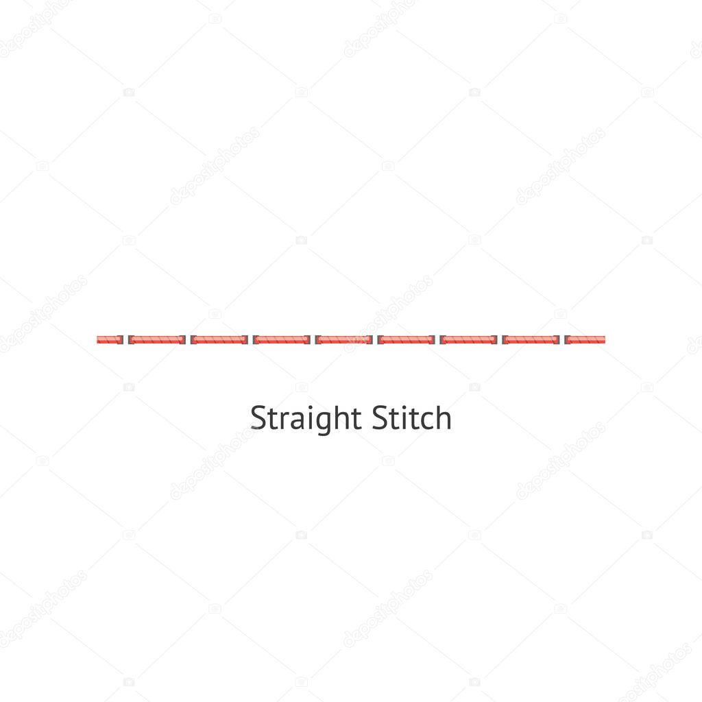 Seamless straight sewing machine or hand basic stitch brush vector illustration isolated.