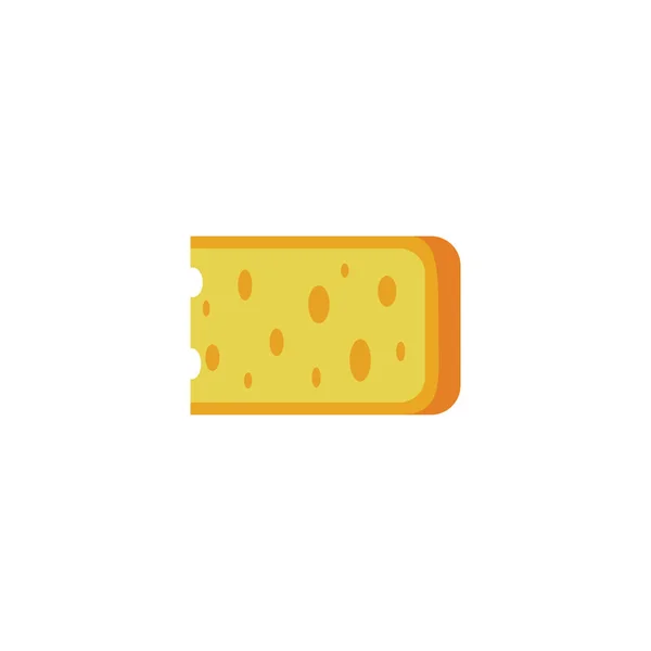 Cartoon block of yellow cheese isolated on white background — Stock Vector