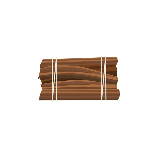 Empilement de grumes de bois de chauffage attachées par corde, morceaux de bois rectangle coupés prêts pour le feu de camp — Image vectorielle