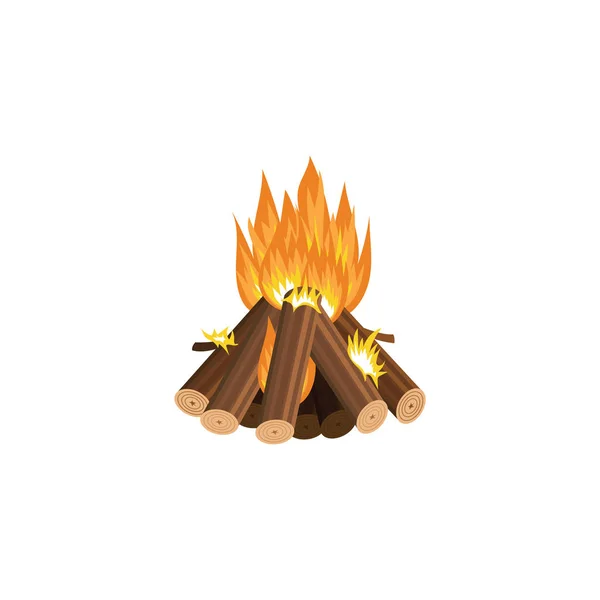 Foresta fuoco campfire turistico fiamma o fumetto vettoriale illustrazione isolato . — Vettoriale Stock