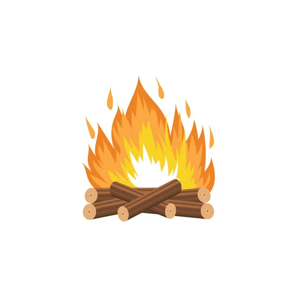 Lagerfeuer mit brennenden Holzscheiten und Flamme Cartoon Vektor Illustration isoliert. — Stockvektor