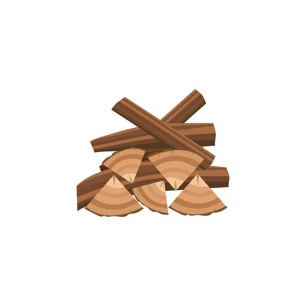 Messy pile of firewood in cartoon flat style — Wektor stockowy