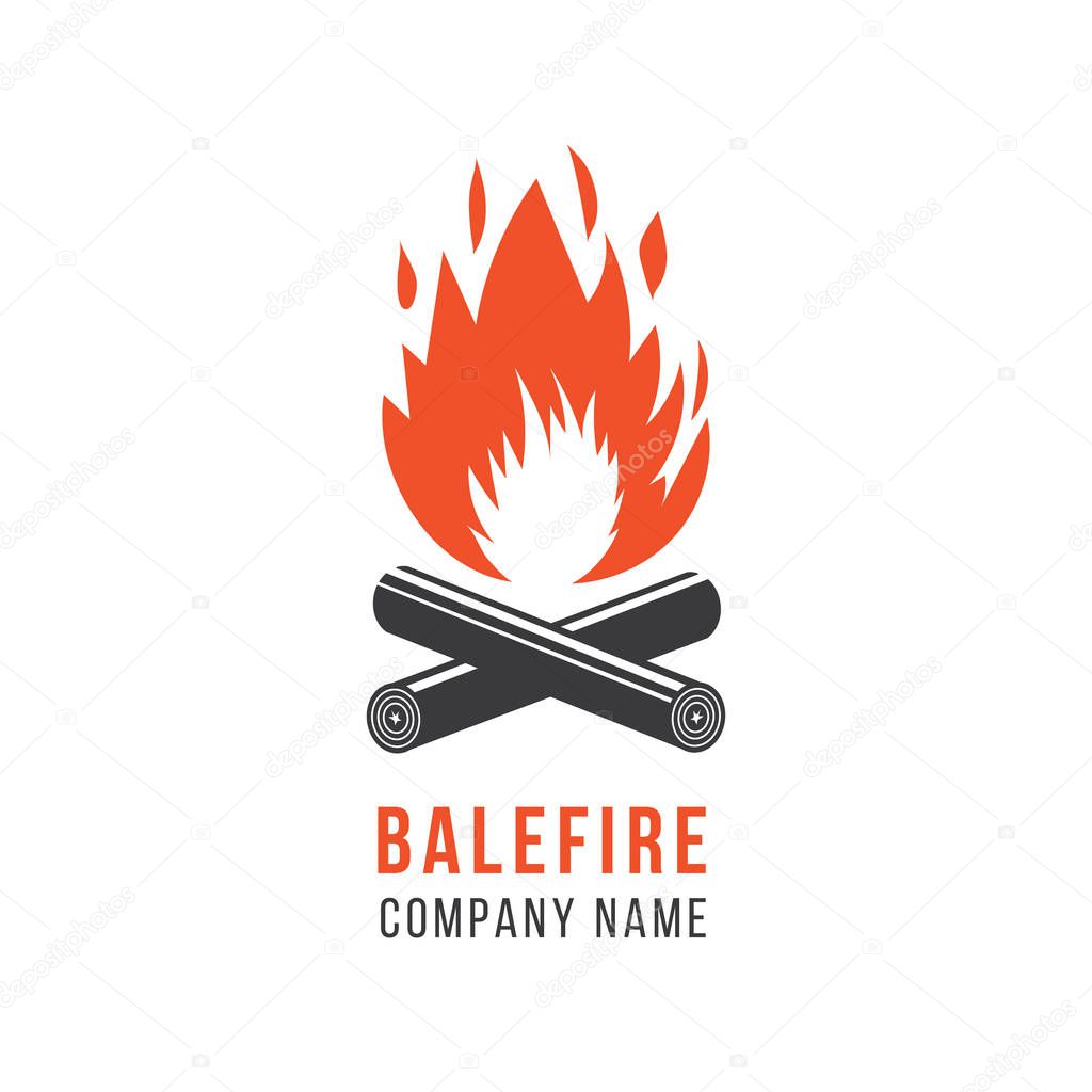 Company logo template, symbol and icon of fire and balefire, flame and campfire.