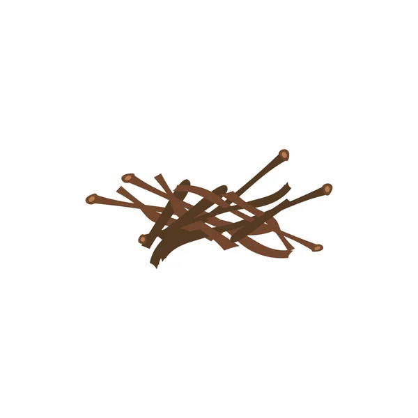 Грязная дровами палочки в случайную кучу - коричневая кисть рисунок подготовлен для костра разжигания — стоковый вектор