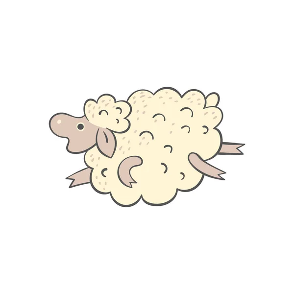Hand getekende schattig lam of schapen doodle pictogram cartoon vector illustratie geïsoleerd. — Stockvector