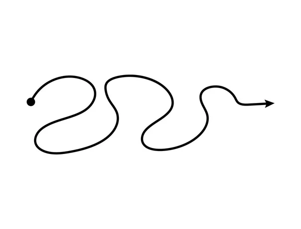 Linha de seta preta emaranhada caótica de ilustração vetorial de processo confuso isolada . — Vetor de Stock