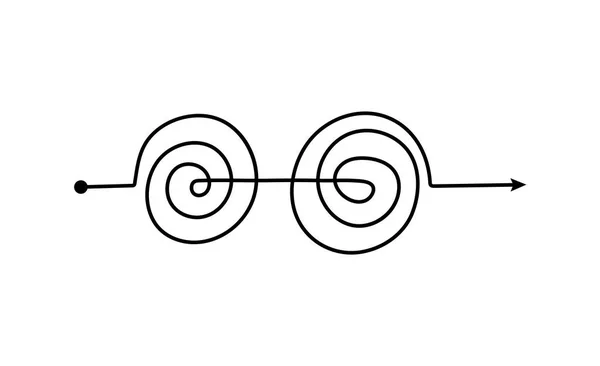 Schwarze Doppelspirale mit kompliziertem Knäuelmuster — Stockvektor
