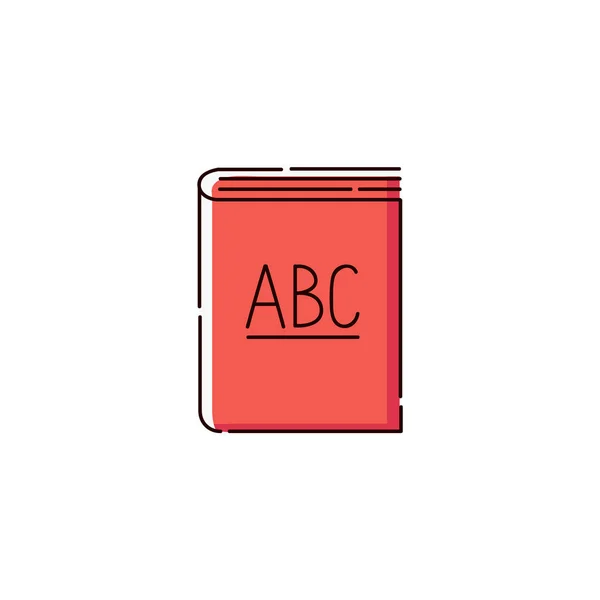 Réservez avec des lettres ABC l'icône pour l'illustration vectorielle de l'école de langue isolé . — Image vectorielle