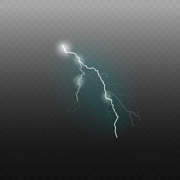 Blitz oder Blitz 3D realistische Vektordarstellung isoliert auf transparent. — Stockvektor