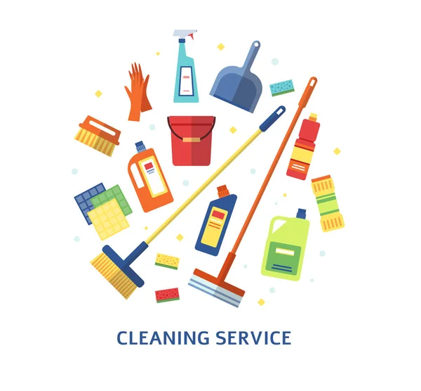 Servicio de limpieza logo o elemento de marca el vector plano ilustración aislada . — Archivo Imágenes Vectoriales