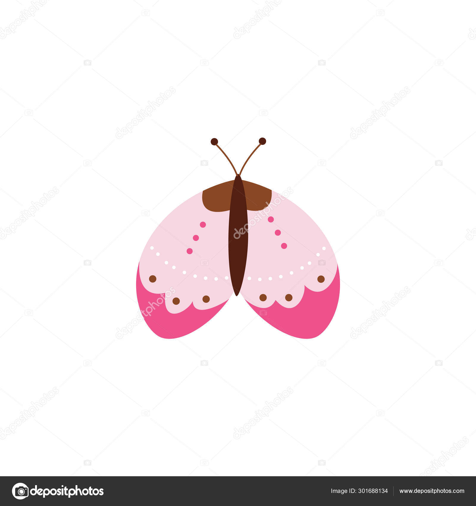 Милая фантазия розовые бабочки или мотыльки, красивые летающие насекомые .  Стоковый вектор ©Sabelskaya 301688134