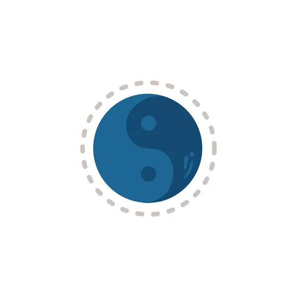 Blue Yin Yang σύμβολο του βουδισμού απομονώνεται σε λευκό φόντο, — Διανυσματικό Αρχείο