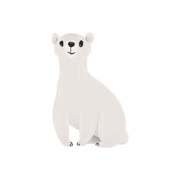 Polar White Bear baby söt tecknad figur, platt vektor illustration isolerad. — Stock vektor