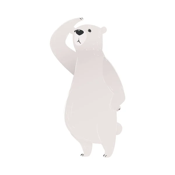 Oso polar polar ártico parado en una ilustración pensativa del vector de la pose aislada . — Vector de stock