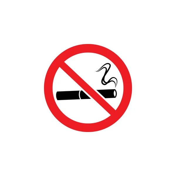 Rauchverbotsschild - angezündete Zigarettenzeichnung im rot durchgestrichenen Kreis — Stockvektor