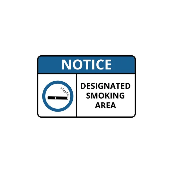 Avviso di zona fumatori designata con illustrazione vettoriale di iscrizione isolata . — Vettoriale Stock